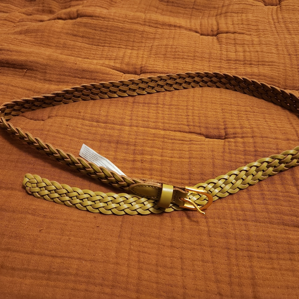 J. Crew Factory Tan Braided Belt With Gold Buckle XS/S